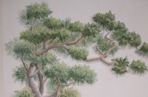 Albero giapponese decorato su muro