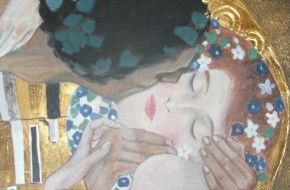 Il bacio(Klimt) - copia su tavola